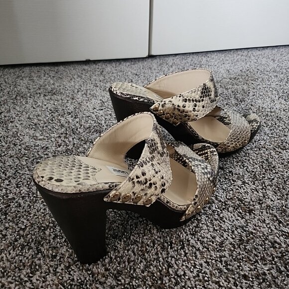 Jimmy Choo Snakeskin Python Slides Sandal Wooden Studded Heels Sz 40 - Picture 4 of 9